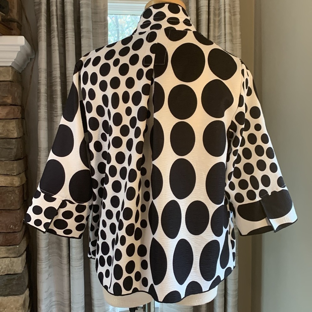 Ali Miles sz PM black and white polka dot two button lightweight jacket - Picture 5 of 8
